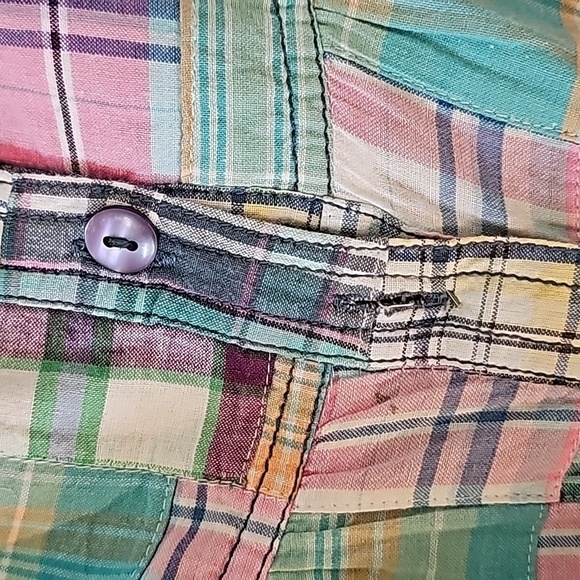 Bamboo Traders' true patchwork skirt. Size 12P.  2 pockets. One button m… - Picture 5 of 11